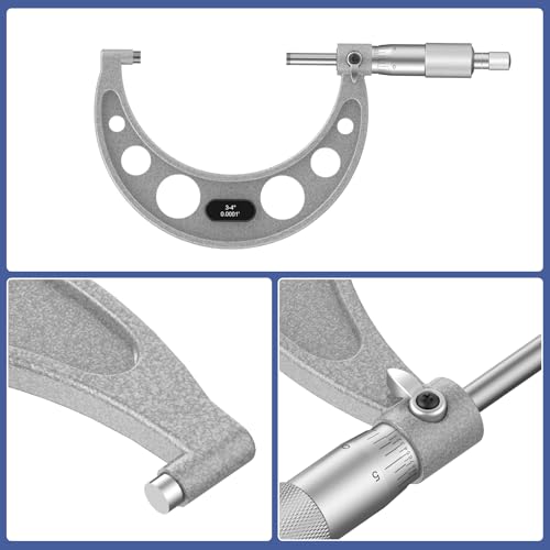 HDLNKAK Outside Micrometer Set 0-4", with Zero Wrench and Case(Gray) - color: Silver