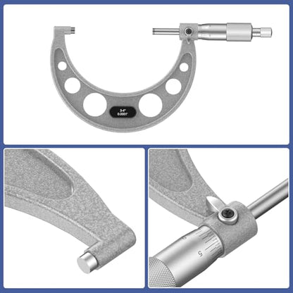 HDLNKAK Outside Micrometer Set 0-4", with Zero Wrench and Case(Gray) - color: Silver
