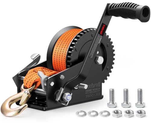 Kolvoii 3500 lb Boat Trailer Winch, 33 ft Strap, 2-Speed 4:1/8:1, Orange - size: 3500 lb - Orange Strap