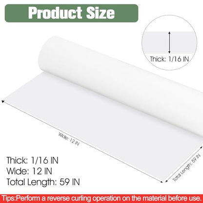 ToLanbbt Self Adhesive EVA Foam Roll - 1/16” Thick, 12” x 59” White Closed Cell EVA Foam Sheets, Weatherproof Soundproof Padding for Automotive, Cabinet, Furniture, Crafts, DIY - color: White, size: 12 in x 59 in x 1/16 in