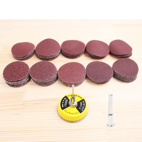 100PCS 2-Inch Sanding Discs Kit with Polishing Pads & Backing Plate – 40 to 400 Grit Sandpaper Set for Drill, Grinder & Rotary Tools