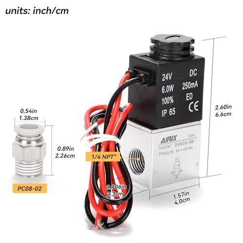 1/4" NPT Solenoid Valve 2V025-08, 2-Way Normally Closed, DC 24V, Lead - size: NPT1/4″/DC24/Out of line, style: 2-Way Solenoid Valve