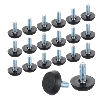 uxcell 20Pcs Adjustable Furniture Feet, 1/4"-18 Thread Galvanized Iron Screw Foot Levelers Screw on Furniture Glide Leveling for Table, Chair, Furniture Legs (Black) - size: 1/4"-18
