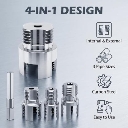 3PCS Internal/External Pipe Threading Tool Set for 1/2",3/4",1" PVC Pipe