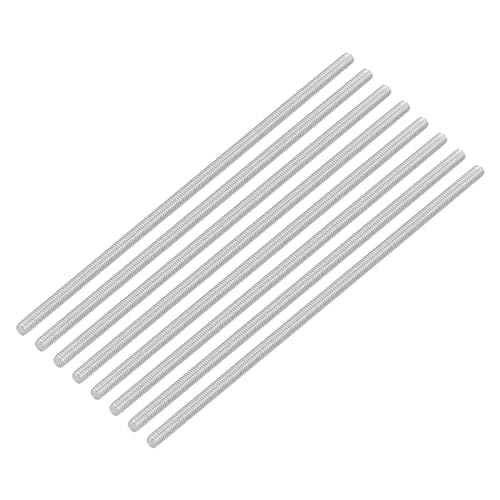 uxcell 8Pcs Fully Threaded Rod, M3 x 100mm 304 Stainless Steel Right Hand Thread Bar Studs M3-0.5 Thread Pitch for Furniture Machinery Assembly - size: M3 x 100mm