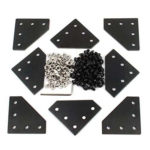 2020 Corner Bracket Plate L Shape 5 Hole 90 Degree Outside Joining Plate with M5x8mm Screws and T-Nuts for 20 x 20mm Series Aluminum Extrusion Profile,8pcs/Pack (Black-2020 L Shape) - style: Black-2020 L Shape