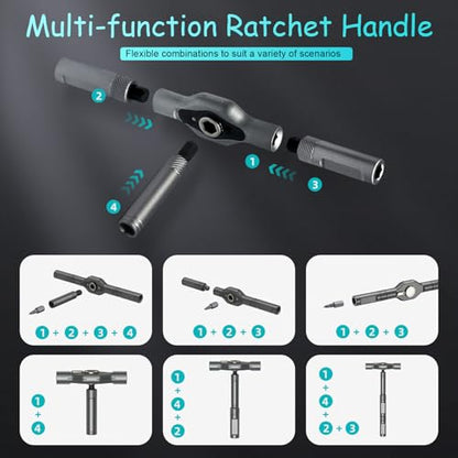24 in 1 Magnetic Ratcheting Screwdriver Set with Detachable Handle