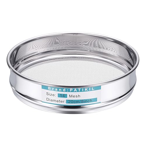 PATIKIL Lab Sieve 14 Mesh(1.43mm) 7.9"(20cm) Diameter Sifting Screen - size: 14 Mesh(1.43mm)/7.9"