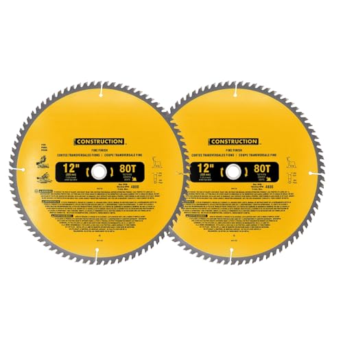 2-Pack 12 Inch Miter Saw Blade 80 T Fine Finish Stainless Steel - style: 12IN,80T&80T