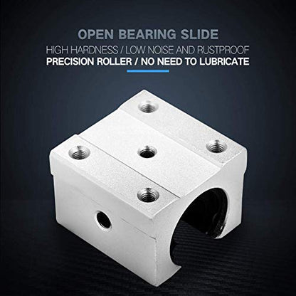 SBR16UU Linear Bearing Pillow Block, 16mm Open Linear Motion Bearing Block Slide, Aluminum Alloy, 4 Pieces, for CNC Part