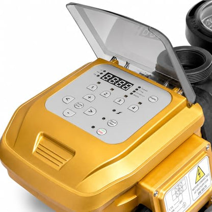 XtremepowerUS 1.5HP High Flow Variable Speed Pool Pump Intelligent Control Panel Swimming Pool Pump Inground with 2" Inch Fitting Adapter Slip-On Set, 230V - size: 1.5HP Variable Speed Pool Pump with Panel