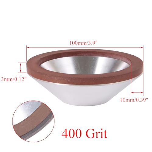 4-Inch 100mm Grit 400 Diamond Coated Concave Cup Shaped Grinding Wheel for Carbide Metal - style: 400#