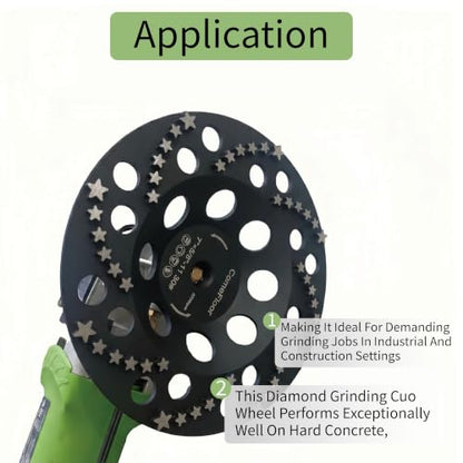 Diamond Grinding Cup Wheel for Concrete & Masonry, 48 Aggressive Star Segments, 7 Inch 5/8"-11 Thread, 30 Grit - style: 7"