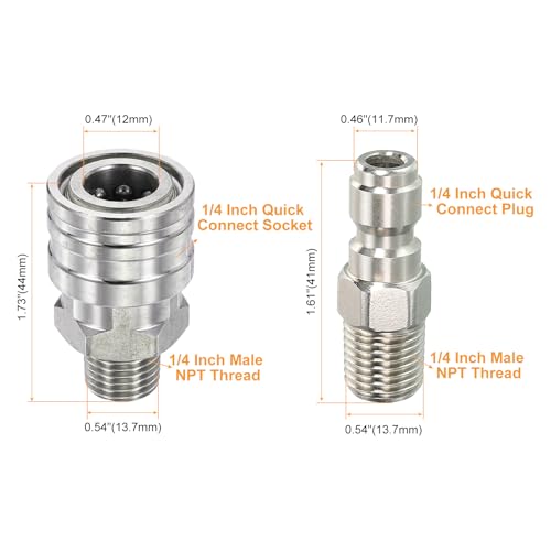 PATIKIL High Pressure Washer Ball Valve Kit, Stainless Steel Washer Hose with Tapes 1/4 Inch Quick Connect for Power Washer Hose, 4500 PSI Pressure