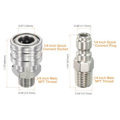 PATIKIL High Pressure Washer Ball Valve Kit, Stainless Steel Washer Hose with Tapes 1/4 Inch Quick Connect for Power Washer Hose, 4500 PSI Pressure