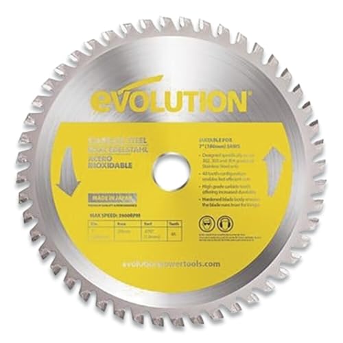 Evolution Power Tools 180BLADESS Stainless Steel Cutting Saw Blade, 7-Inch x 48-Tooth, Yellow - size: 7 Inch, style: Stainless Steel