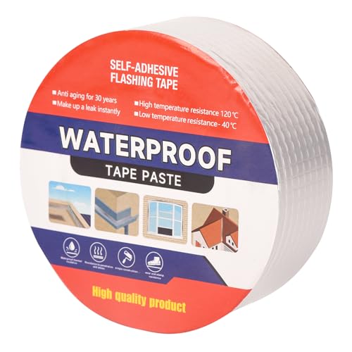 Butyl Waterproof Tape 2" W X 32.8' L Aluminum Foil Tape with Butyl Rubber Adhesive for Window Caulking, Boat Sealing, Roof Patching, Silver - size: 2" W X 32.8' L