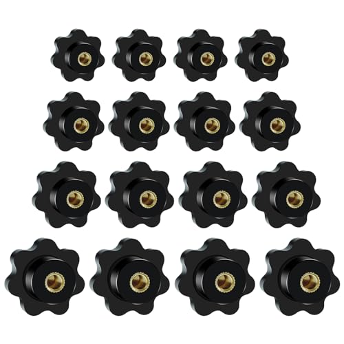 Aifeier ET 16 Pcs Knurled Thread Clamping Knob, Plum 7 Star Knob Shaped - size: M4, M6, M8, M10