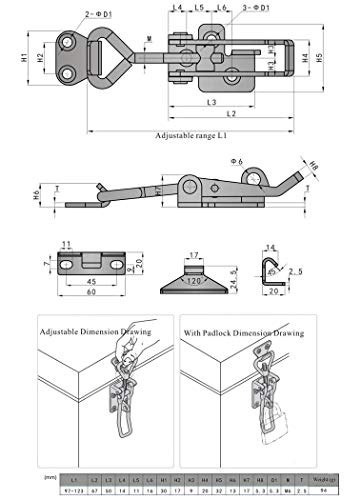 Adjustable Buckle Cabinet Boxes Lever Handle Toggle Catch Latch Lock with Screws,2 Pcs (SK-2S,Range:97-123mm) - size: SK-2S,Range:97-123mm