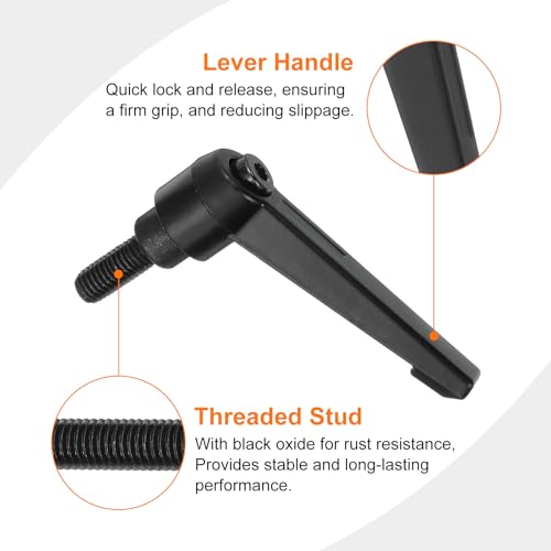 uxcell 2Pcs M8 x 16mm Adjustable Knobs Handle Male Thread Push Button Ratchet Quick Release Locking Rotating Bolt for Lathe Machinery, Black - size: M8 x 16mm