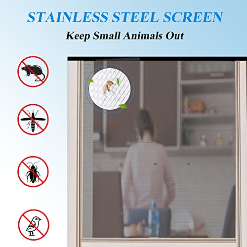 ovsor 30 Mesh Stainless Steel Mesh Roll - 2Pcs 16×50 inches (40.6×127cm) Professional Woven Wire Mesh, Sifting Screen Not Easy to Rust for DIY Project, Floor, Wall, Hole, Garden, Vent Cover