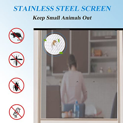 ovsor 30 Mesh Stainless Steel Mesh Roll - 2Pcs 16×50 inches (40.6×127cm) Professional Woven Wire Mesh, Sifting Screen Not Easy to Rust for DIY Project, Floor, Wall, Hole, Garden, Vent Cover