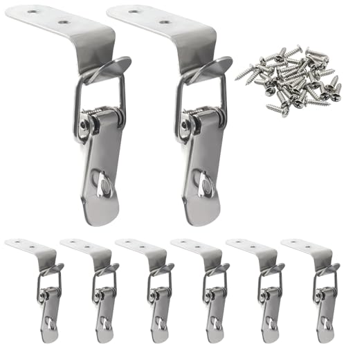 8PCS 90-Degree Tool Box Latches, Stainless Steel - size: with keyholes