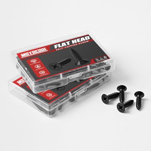 #8 x 1 (100 Pack) Flat Head Sheet Metal Screws Phillips Drive Self-Tapping Wood Screws, Black Oxide 304 Stainless Steel Screw (18-8), Corrosion Resistant Screws - size: #8 x 1"