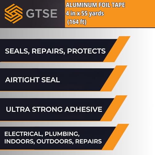 GTSE - Aluminum Foil Tape, 4 inches x 55 Yards (164 ft), 1 Roll