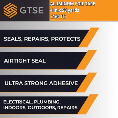 GTSE - Aluminum Foil Tape, 4 inches x 55 Yards (164 ft), 1 Roll