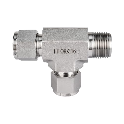 316 Stainless Steel Compression Fitting Male Run Tee 1/2" Tube OD x 1/2" Male NPT x 1/2" Tube OD, SS-TMT-FL8-NS8 - size: 1/2" OD x 1/2" MNPT x 1/2" OD