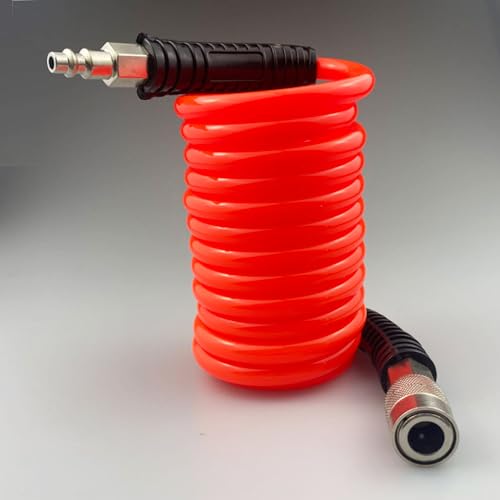 Darnassus PU Recoil Air Hose Compressor Tube with 1/4" Swivel Fittings - color: Red, size: 10 FT