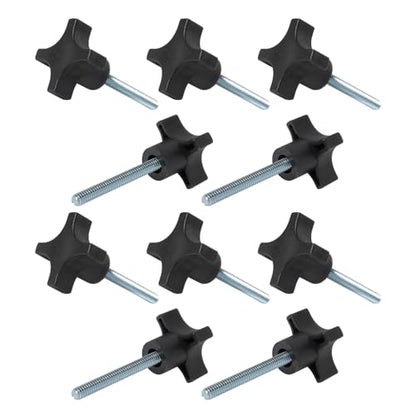 POWERTEC 10 Pack 1/4"-20 4 Point Knobs with 2" Threaded Stud, Thumb Screw Knobs with Bolts for Lawn Mower, Umbrella Base, Woodworking Tools & Jigs, Clamps (QNB3011-P2) - style: 1/4", 4-Point, 2" Stud