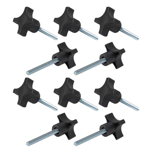 POWERTEC 10 Pack 1/4"-20 4 Point Knobs with 2" Threaded Stud, Thumb Screw Knobs with Bolts for Lawn Mower, Umbrella Base, Woodworking Tools & Jigs, Clamps (QNB3011-P2) - style: 1/4", 4-Point, 2" Stud
