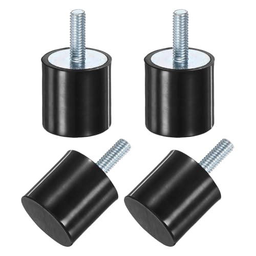 M METERXITY 4-Pack Rubber Mounts D25mmxH25mm Male Vibration Isolators Cylindrical Shock Absorber W M6 x 18mm Studs for Air Compressor/Car/Pump/Boat/Garage Motor/Bobbins Rubber Isolators - size: M6 x 18mm, 25mm x 25mm