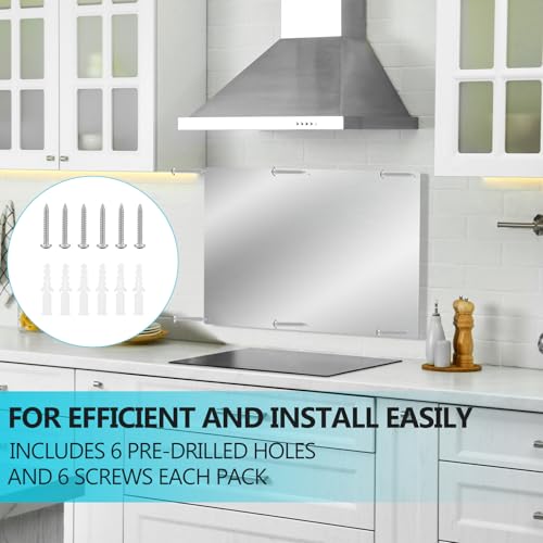 30" x 24" Thicken Heavy Range Hoods Stainless Steel Backsplash,Panel Splatter Guard for Stovetop,6 Pre Drilled Holes for Easy Installation,Keep the Walls Clean, Bright and Beautiful (30" x 24") - size: 30" x 24"
