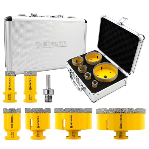 HIGHDRIL Diamond Drill Bits Kit with 5/8-11 for Porcelain Tile Ceramic - size: Thread Set1