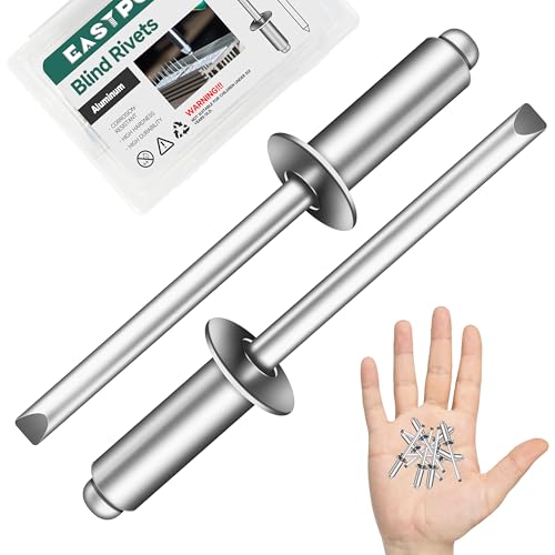 250 Pcs 3/16" x 1/2" Aluminum Blind Pro Rivets, 5 x 13mm Pop Rivets, 3/16 Rivet Aluminum Grip and Steel Mandrel - color: Silver, size: 3/16" x 1/2"