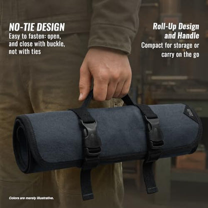 Under NY Sky Tool Roll, 14 Pocket Portable Oxford Canvas Wrench Bag, Gray - size: 14 Slots Gray