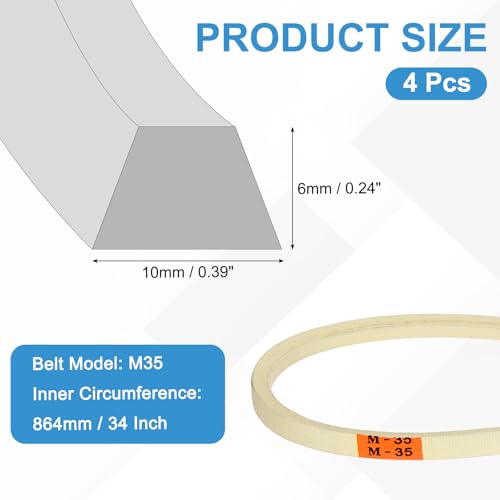 uxcell 4Pcs M35 Industrial Sewing Machine Belt 35.5" Outer Girth Rubber - size: M35
