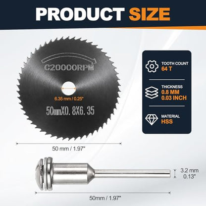Cutting Wheel Set 2Pcs 1.97" 50mm Diameter HSS Circular Saw Blades - color: Black, size: 1.97"(50mm) Diameter, 0.13"(3.2mm) Round Shank