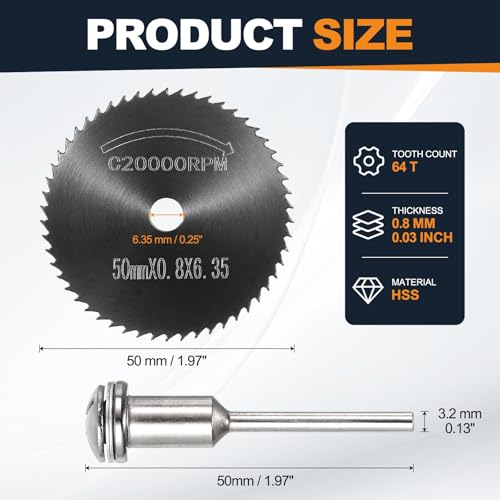 Cutting Wheel Set 2Pcs 1.97" 50mm Diameter HSS Circular Saw Blades - color: Black, size: 1.97"(50mm) Diameter, 0.13"(3.2mm) Round Shank