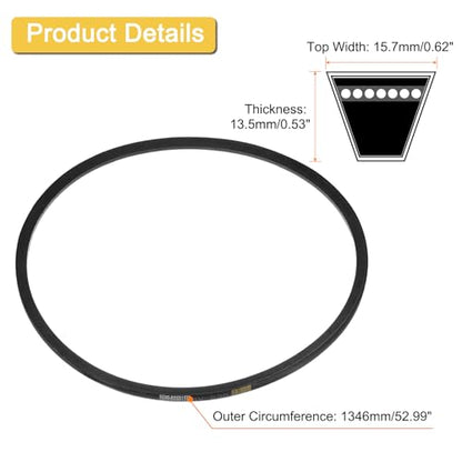 uxcell 5V530 V-Belt, Rubber, 53" Outer Circ x 0.62" Wd x 0.53" H, Black - size: 5V530