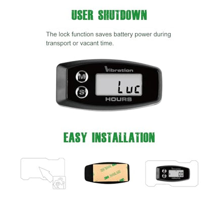 YOOREAL Vibration Hour Meter,User Shutdown Waterproof IP67