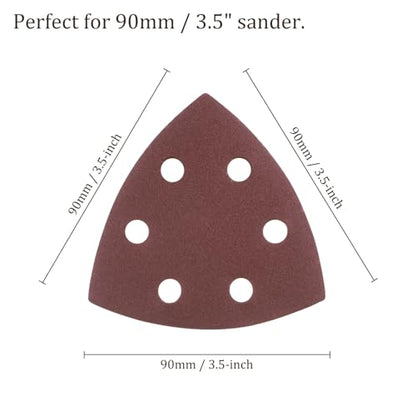 50pcs Mouse Sander Detail Sandpaper 320Grit 3-1/2" Triangle - size: 320 grit