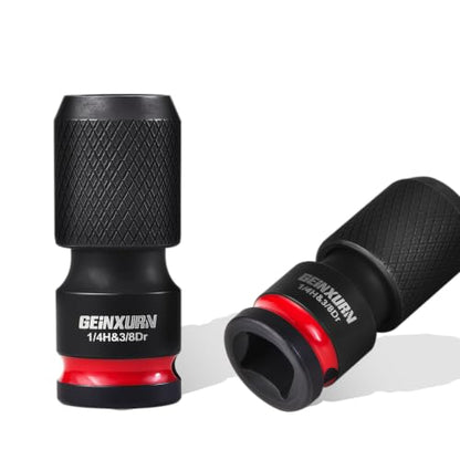 Geinxurn 2PCS Impact Screwdriver Bit Holders, 3/8-Inch Square Drive to 1/4-Inch Quick Release Hex Socket Adapter for Impact Wrench - size: 2pcs-3/8"