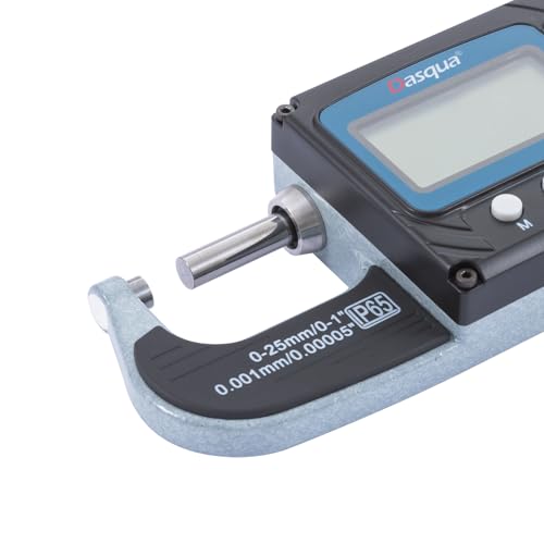 Dasqua IP65 High Precision Digital Outside Micrometer 0-1"/25mm, Industrial Level Measuring Tools for Professionals, Accuracy 0.002mm - color: Extreme Accuracy Digital, size: 0-1"