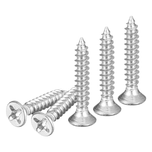 DTGN 100Pcs M3x20mm Flat Head Wood Screws, 304 Stainless Steel Phillips Self Tapping Screws - Good for Woodworking, Furniture - Silver - size: M3x20mm