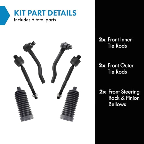 TRQ Front Steering Kit Rack and Pinion Bellow Tie Rod - style: PSA27294