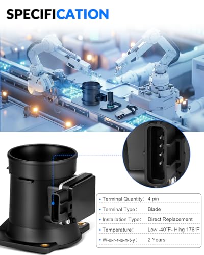 YZHIDIAN Mass Airflow Sensor F6ZF12B579AA for:-Ford F150 E150 E250 - size: F6ZF12B579AA
